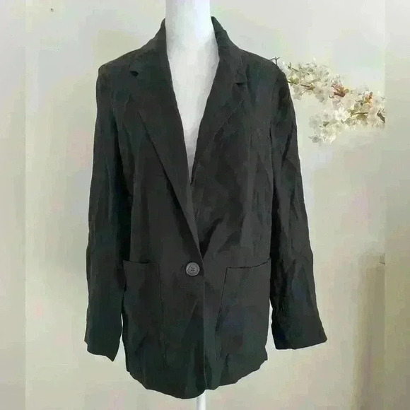 A New day Women's Blazer Long sleeve Relaxed Fit Front Button Black Size S - Picture 1 of 5
